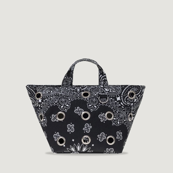 Bandana Eyelet Mini Tote Bag in Black - Picture 2 of 7